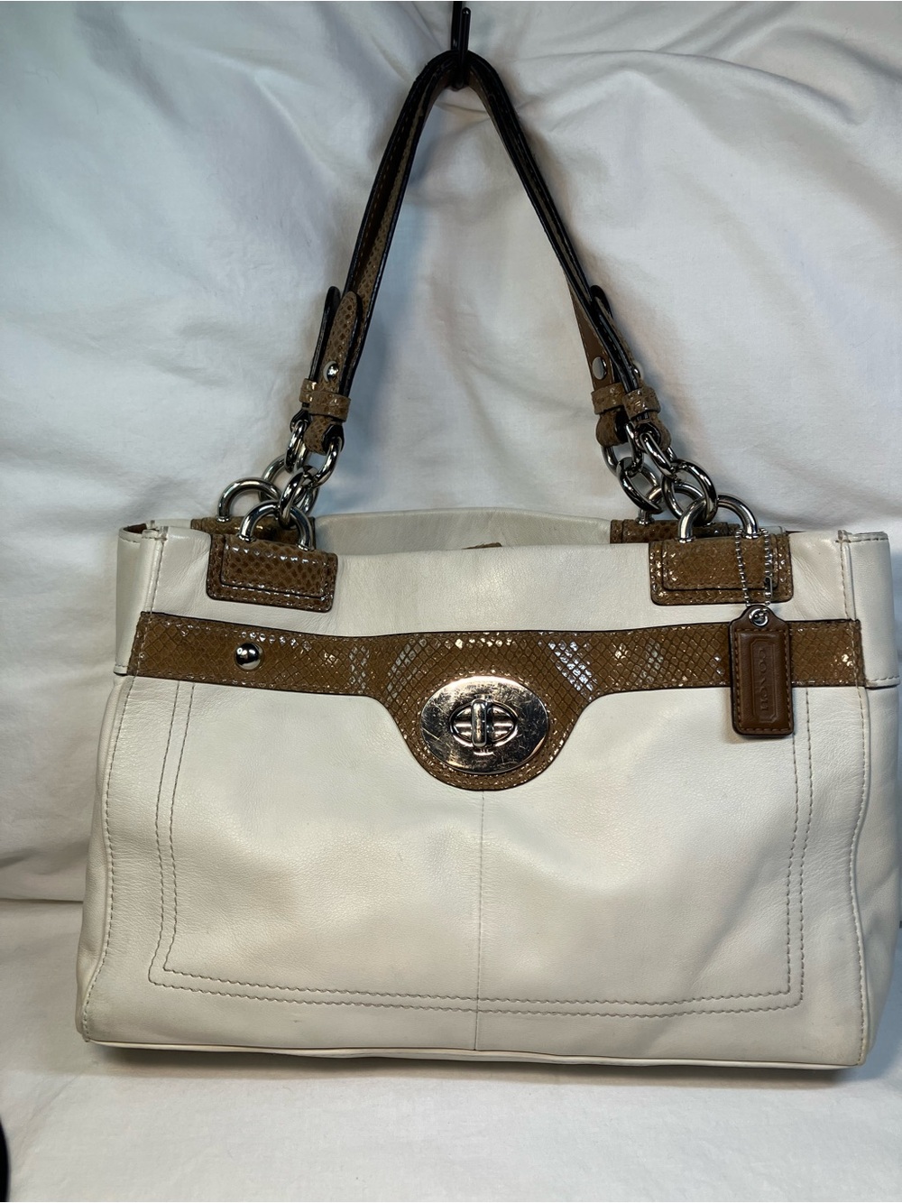 Coach Penelope Cream Leather Carryall Tote Bag